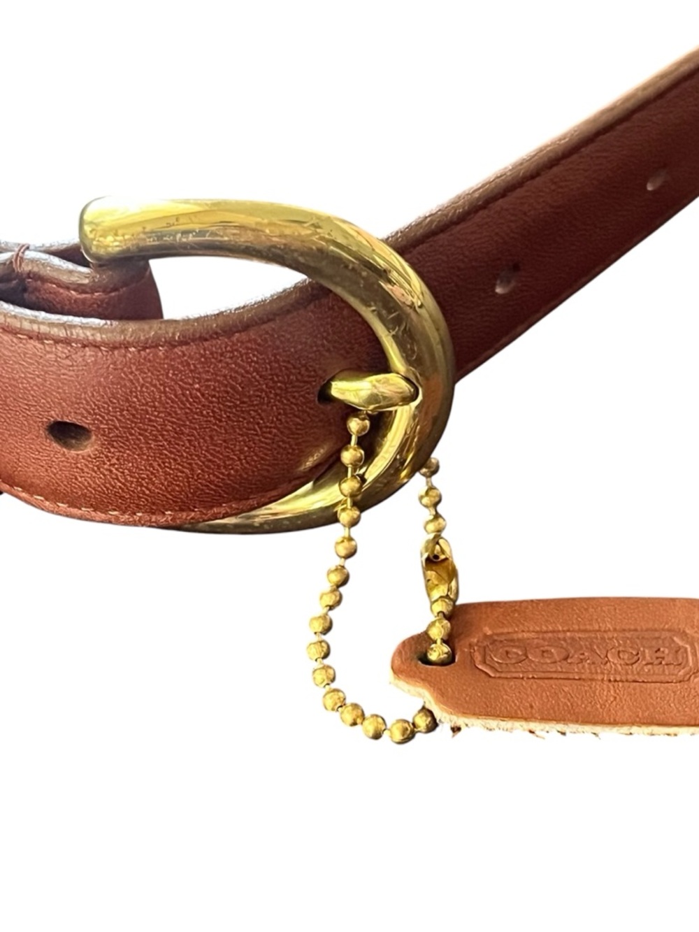 Coach Brown Leather Belt with Brass Hardware - Picture 2 of 8